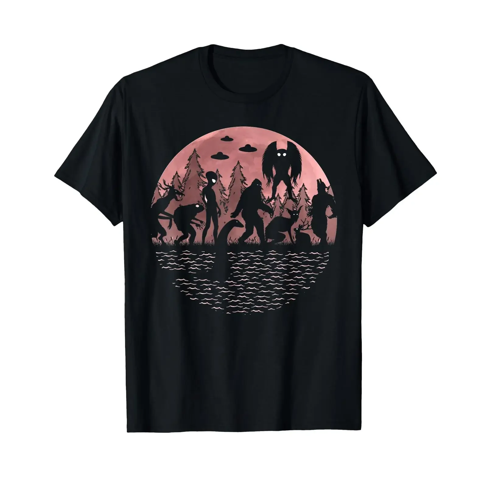 Bigfoot Loch Ness Monster Mothman and Aliens Funny Cryptid T Shirt vintage Washed Slightly Stretched Comfortable homme fashion