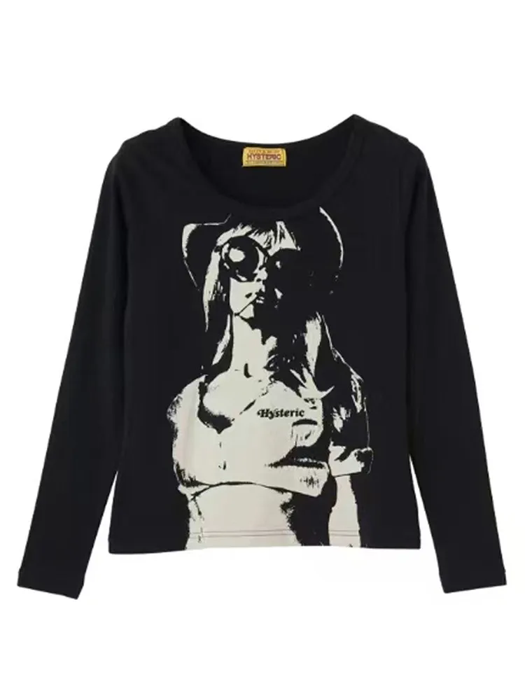 

Футболка с длинным рукавом Hysteric Glamour 2025AW Smoking Hipster Print