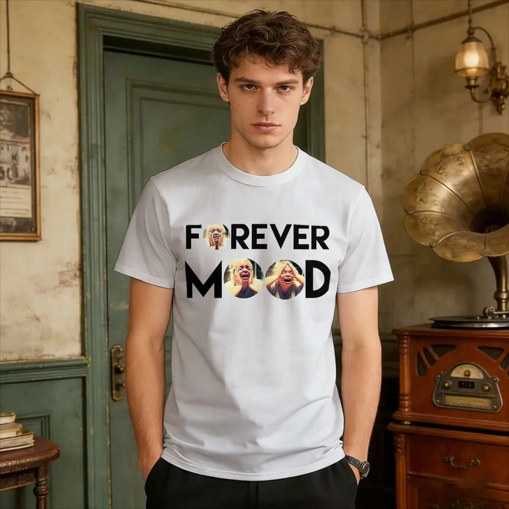 Trisha Paytas Crying Forever Mood  Cotton T Shirt For Men's Summer  Y2K Fun T Shirts Hip Hop Tees Oversize Print Tops