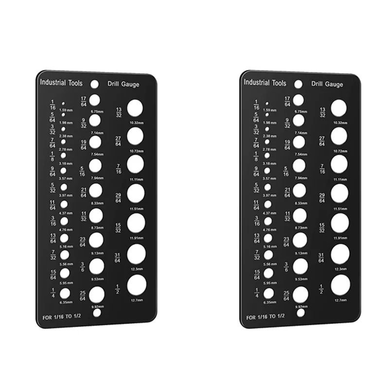 A40T 2X Calibro per punta da trapano da 1/16 pollici a 1/2 pollici, dimensioni della vite e calibro per filettatura pollici e calibro per trapano decimale Guida alle dimensioni della punta da trapano