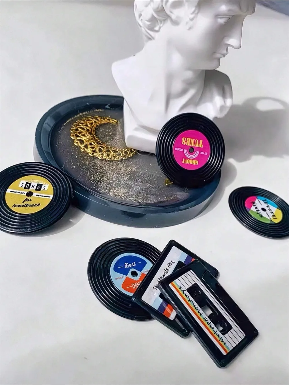 Vintage Fridge Magnets, Cassette Tape And Record Style,Home Refrigerator Decoration,Office And Household Desktop Ornament