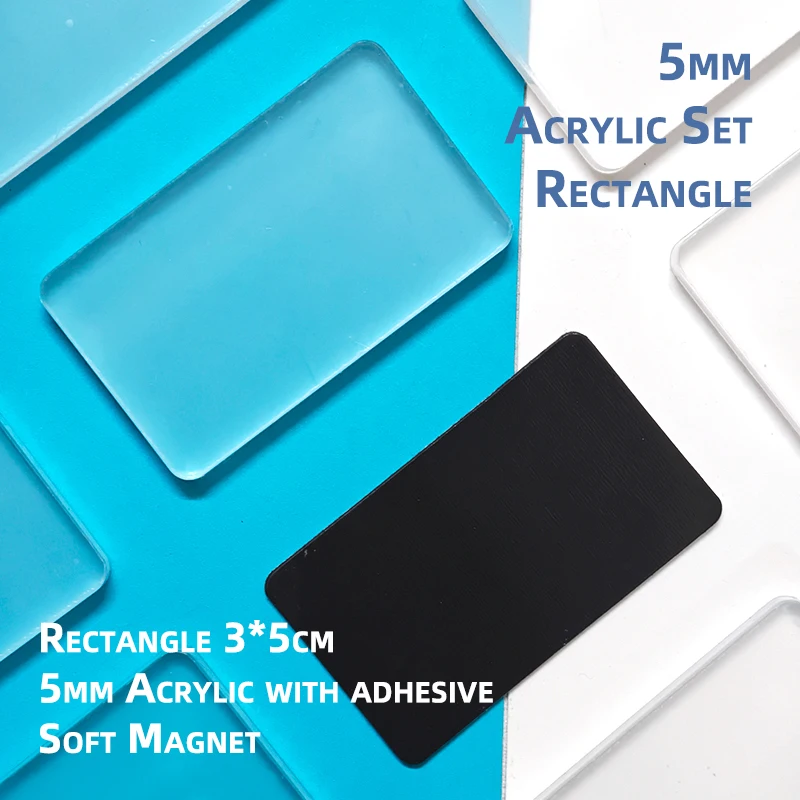 9 Set DIY Fridge Magnet Kit 3x5cm Acrylic Self Adhesive Handmade Custom Photo Magnets Rectangle 5mm Thick Transparent