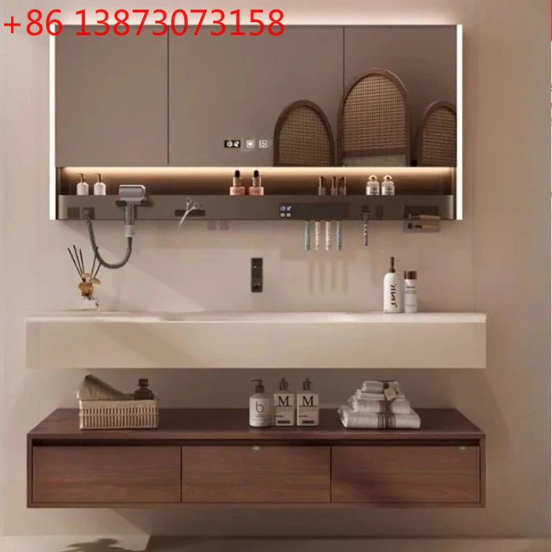 Walnut Ceramic Bathroom Cabinet Sink Under Shelf Low Washbasin Cabinet Vanity Toilet Washbasin Laundry Bathroom Home Furniture