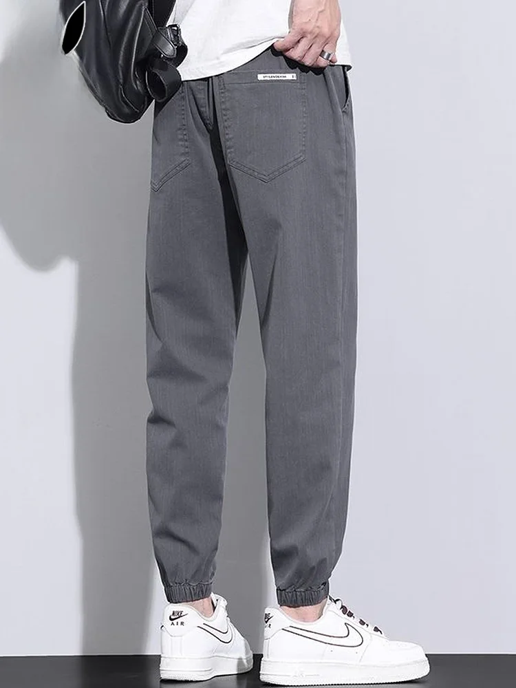 

Men's Summer Thin Sport Pants Casual Loose Cuffed Nine Points Leisure Trousers Faionable Workwear Cotton Polyester ...