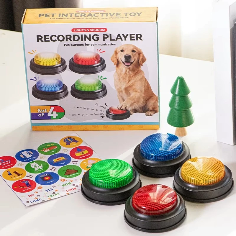 New Trending Interactive Motion Dog Toy Pet Talking Sound Box Training Toy Customized Pet Smart Voice Recording Button Trainer