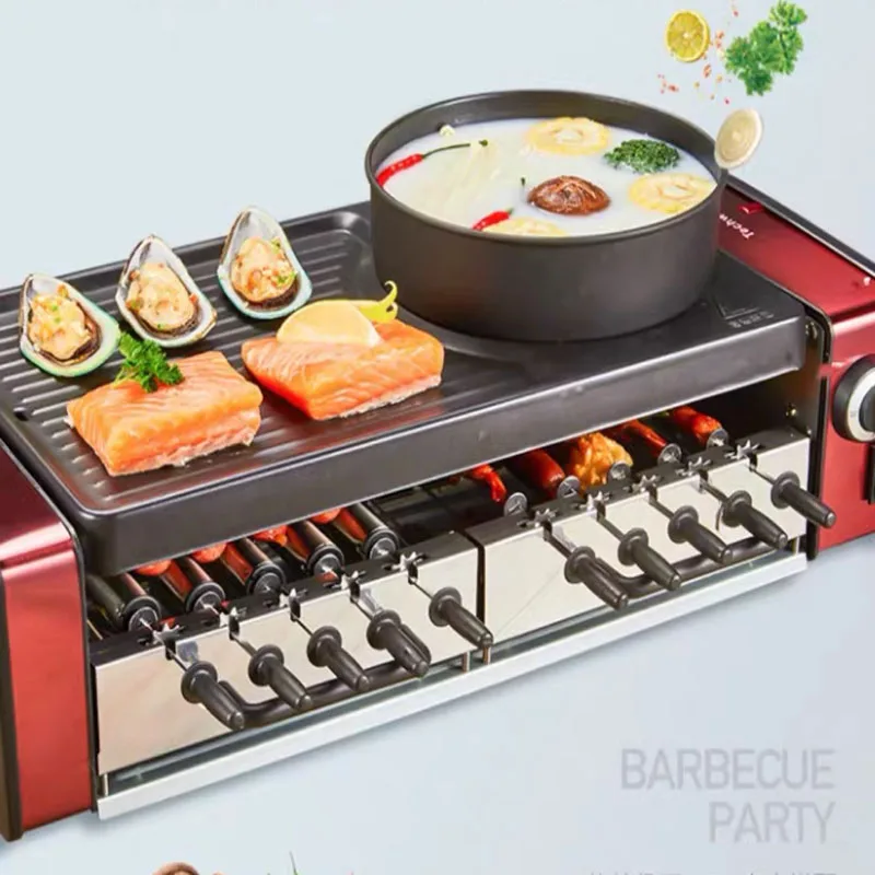 Electric Smokeless Barbecue Stove Automatic Rotating Barbecue Machine Hot Pot Barbecue All-in-one Machine