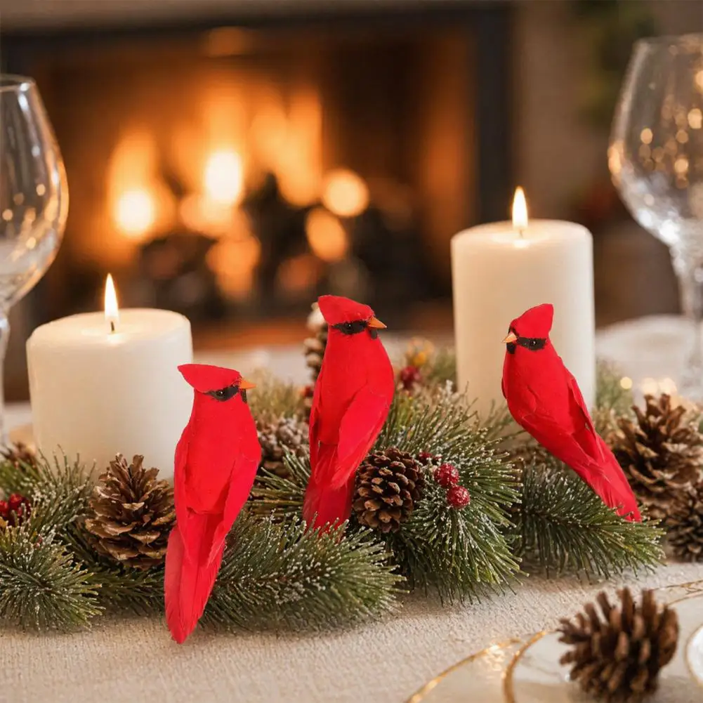 Simulated Bird Decoration Christmas Tree Bird Pendant Realistic Bird Ornament Feathered Foam Craft Decoration for Christmas