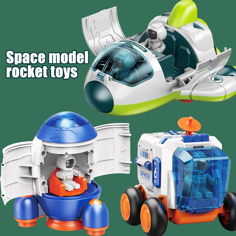 Children Puzzle Space Toy Car Simulation Model Astronaut Rocket Spaceship Series Toy Car for Boys Gift