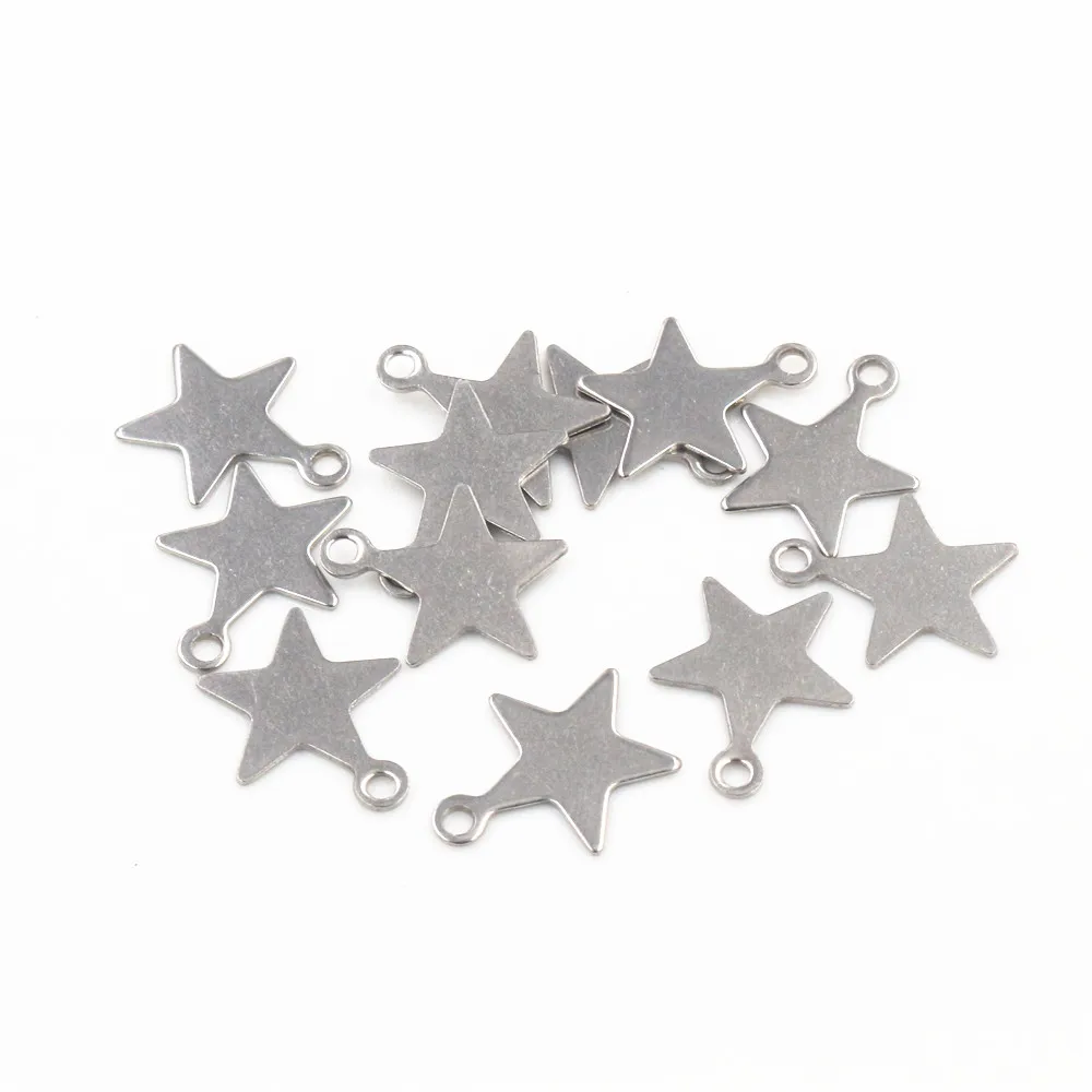 30pc/lot 17x14mm/10x8mm/Charms 316 Stainless Steel five-pointed star Cute for necklace pendant charms diy jewelry making