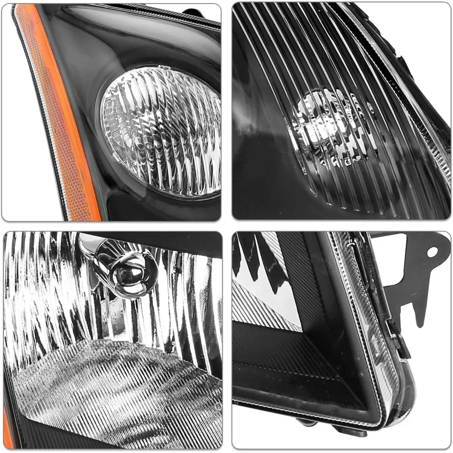 Conjunto de farol compatível com Nissan Sentra 20072009 para lâmpadas de segurança de condução noturna aprimoradas incluídas par de faróis pretos