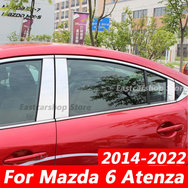 

For Mazda 6 Atenza 2022 2021 2020 Car Stainless Steel Middle Central Column PC Window Trim B C Pillar Accessories 2014-2019