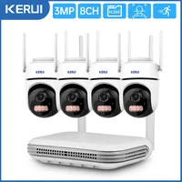 KERUI Wireless 3MP HD WIFI IP Camera 8CH NVR ome Security System Outdoor Surveillance CCTV Audio Video Recorder