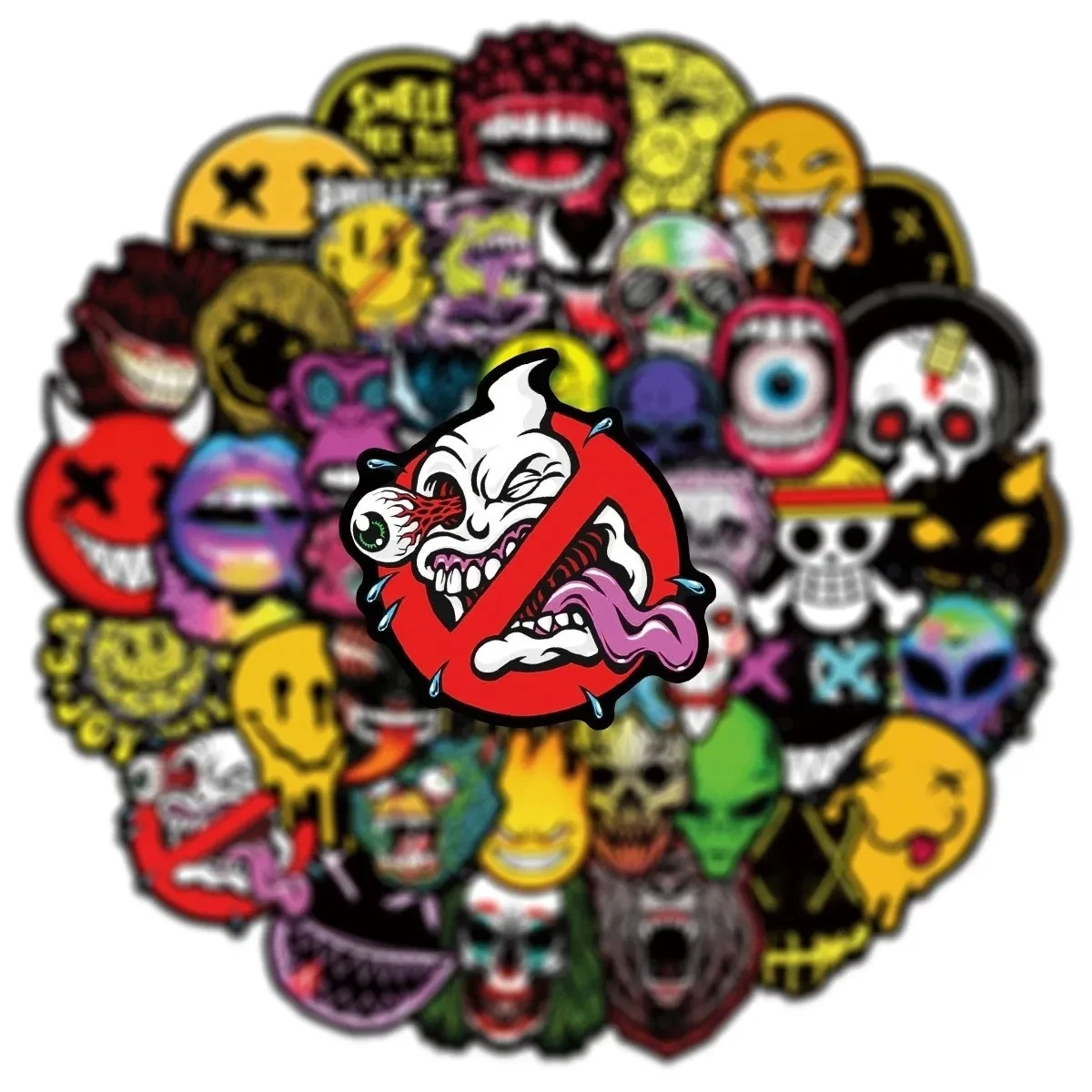 Legal Popular Horror Graffiti adesivos, Crânio adesivos para telefone, skate, bagagem, laptop, carro, motocicleta, capacete, brinquedos, 10 pcs, 30