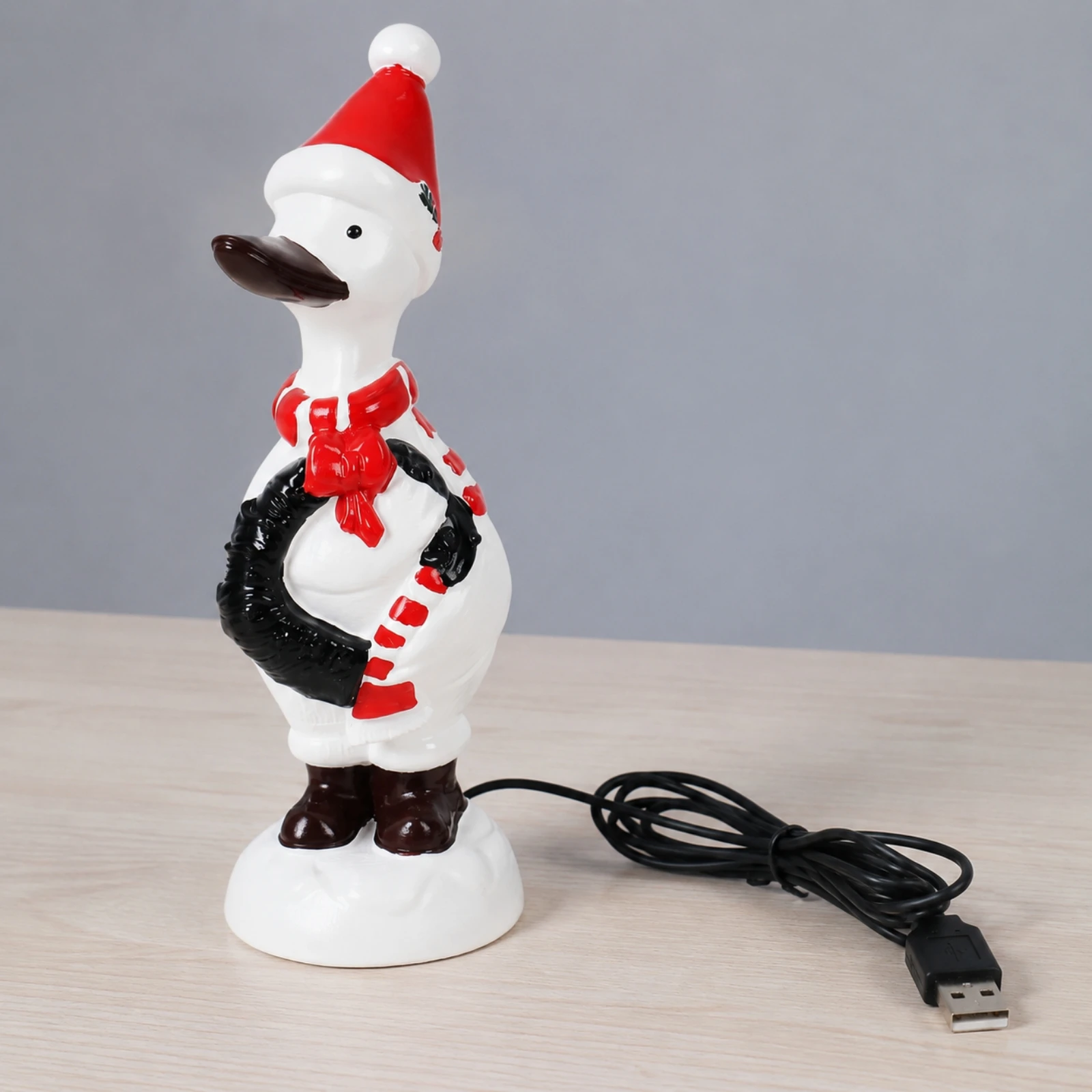 Figurine Lamp Freestanding Illuminated Duck Figurine with USB Cable Tabletop Decoration for Holiday Display, Mantel