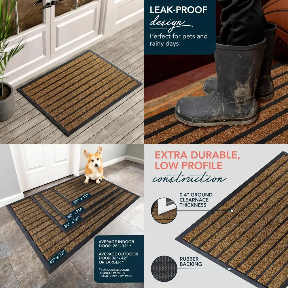

Long-Lasting Sturdy Door Mat for Outdoor and Indoor Use - Traps Dirt and Provides Non-Slip Entrance Support - Low Profile Mat fo