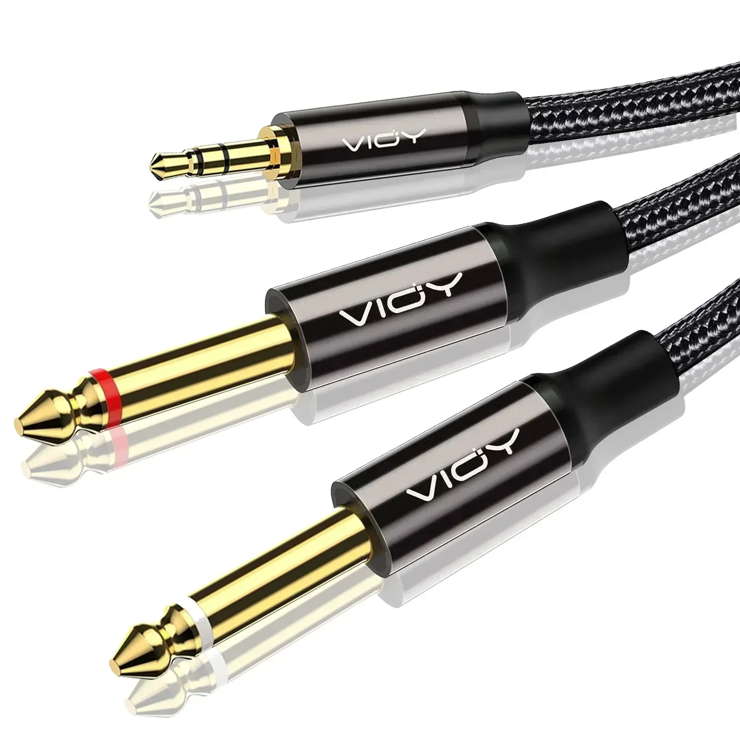 

3.5 to 6.35 Stereo Cable 3.5mm TRS to 2 x 6.35mm TS Mono Y Splitter Audio Cord Compatible with Phone iPod Laptop Mixer Amplifier