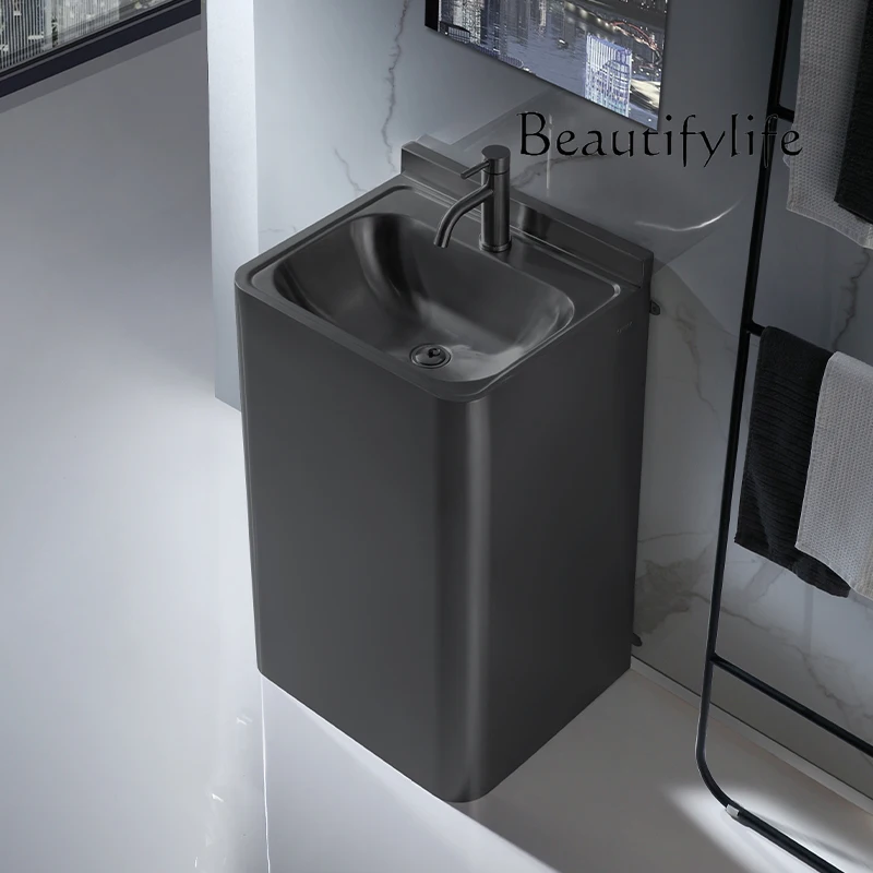

Black Stainless Steel Column Washbasin Outdoor Washbasin Garden Floor-to-ceiling Column Basin Household Balcony Outdoor