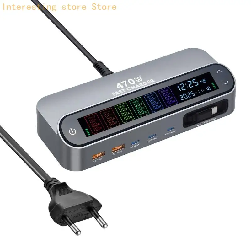 Station With Color Screen Display And 65W Retractable Cable Supports Multiple Devices Simultaneous Charging 55KC