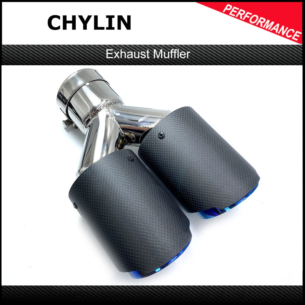 

1Pcs Car Modification Universal Dual Glossy Black Automobile Remus Logo Exhaust Pipe Muffler Pipe Carbon Fiber Exhaust Tip