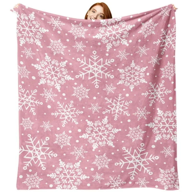 

Розовое фланелевое одеяло с рождественской снежинкой, рождественский подарок на день рождения со снежинкой, подходит для постельного белья, дивана