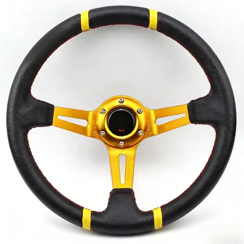Oxidized Leather PVC Carbon Fiber Sport Deep Dish Steering Wheel Auto Upgrade Accessories