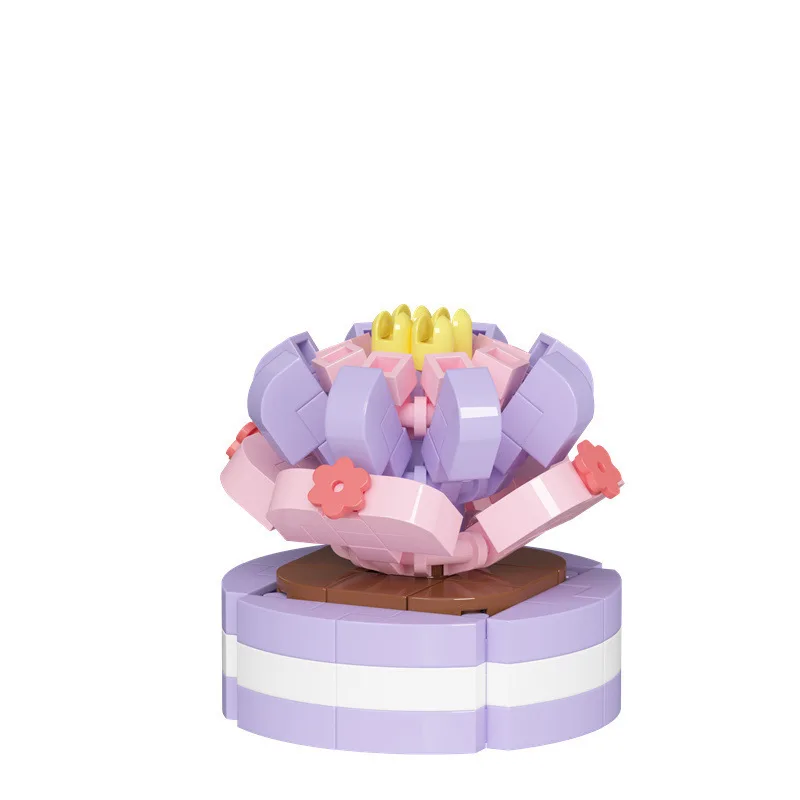 New Bouquet Bonsai Building Blocks Miniature Romantic Rose Sunflower Bricks DIY Potted Model Toy Children\'s Birthday Gift