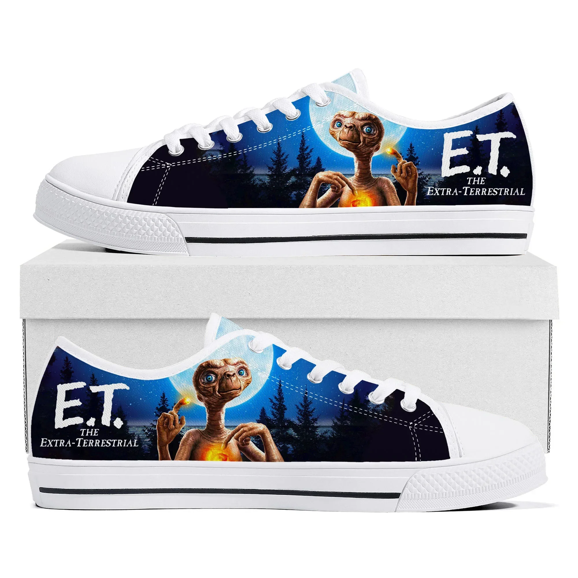 

E.T. the Extra-Terrestrial Movie Low Top Sneakers Mens Womens Teenager Canvas Sneaker Casual Custom Made Shoes Customize Shoe