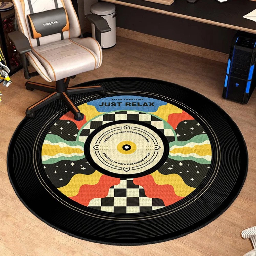 Retro Music Record Design Rug Non Slip Floor Mat for Bedside Sofa Coffee Table Living Room Decor Bedroom Rug Kitchen Floor Mat