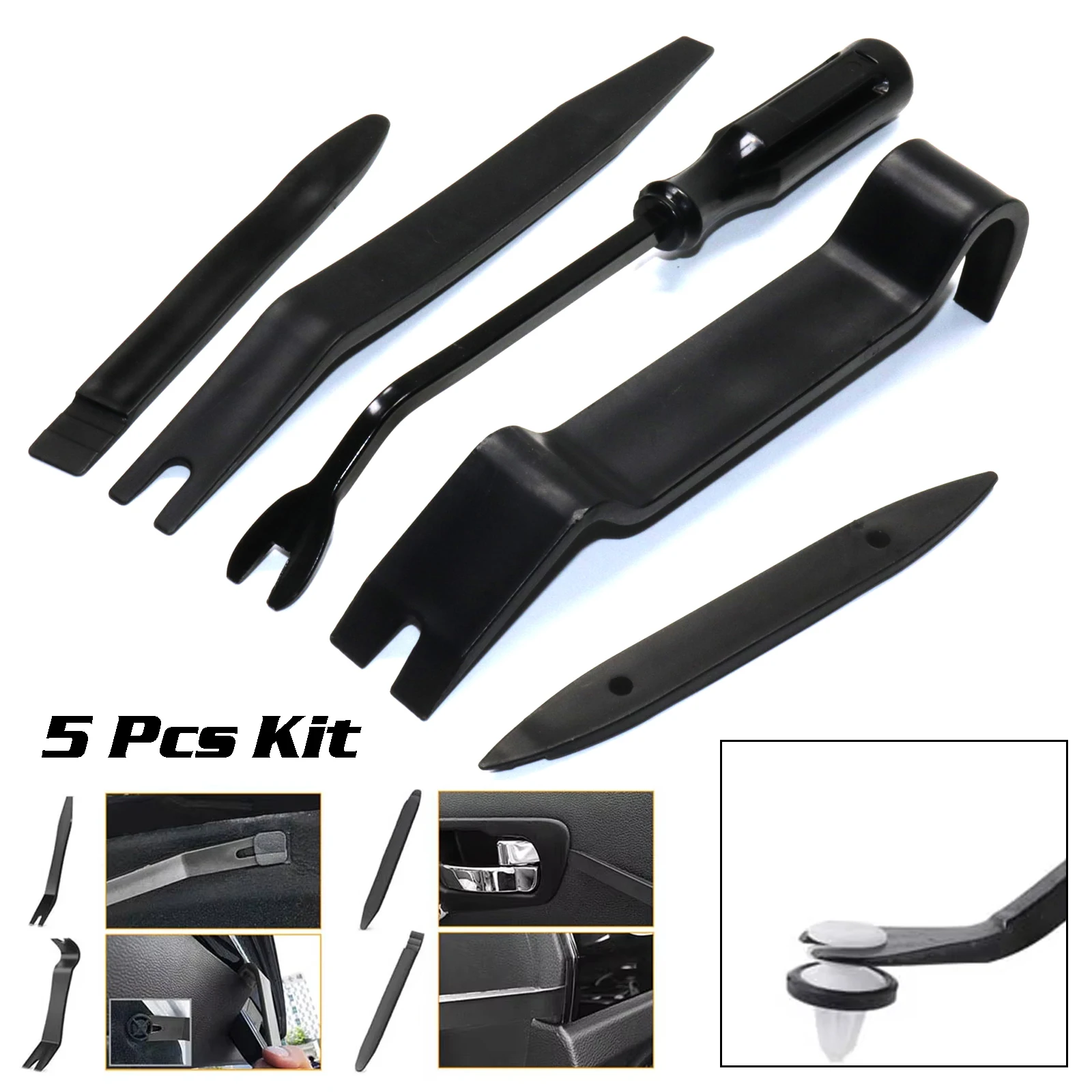 

5 шт. комплект, универсальный набор инструментов для снятия обшивки, без царапин, пластиковый набор инструментов-набор инструментов для снятия зажима для внутренней дверной панели автомобиля