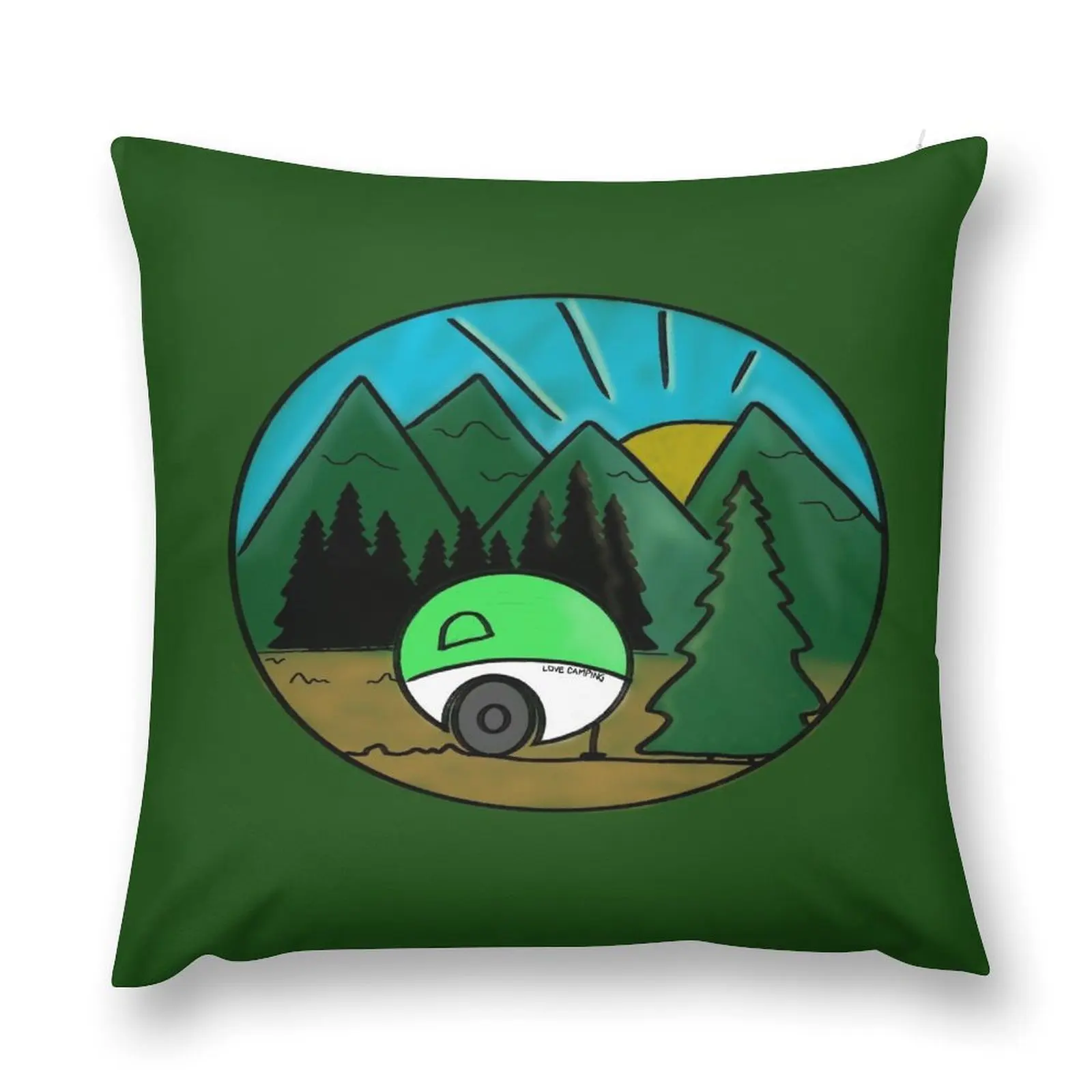 

Love camping in the forest and mountains Throw Pillow Cushion Cover Set Sitting Cushion pillow