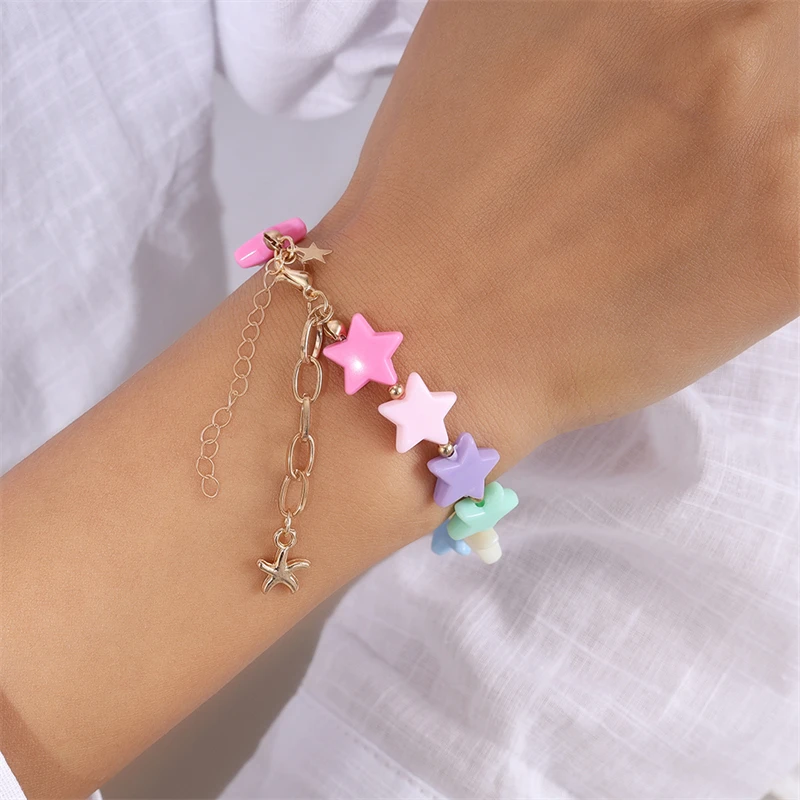 Modisches handgefertigtes buntes Sternperlen-Armband für Frauen und Mädchen, Party, Festival, Schmuck, Geschenke – Detail 1