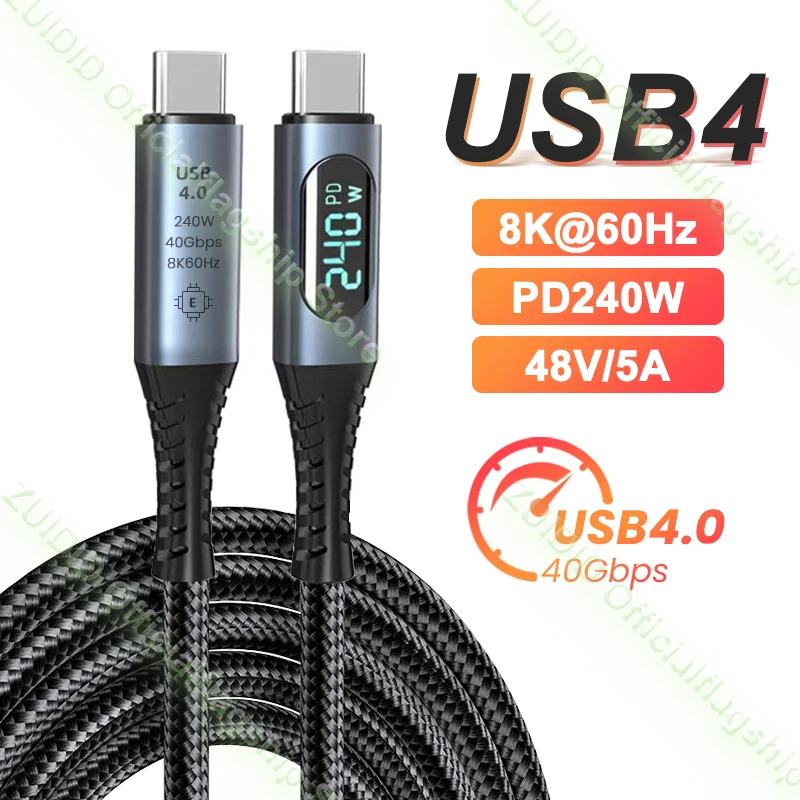 Kabel USB4.0 40 Gb/s typu C do C PD3.1 240 W do szybkiego ładowania 8K@60Hz do PS5 Nintendo Switch Galaxy S22 MacBook Pro