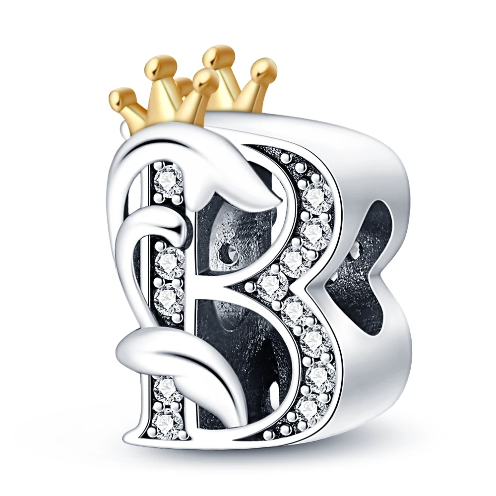 925 Sterling Silver Letter Charm Bead A-Z for Bracelets - Product Image 3