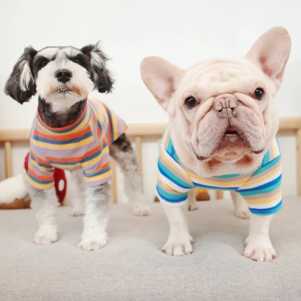 Warm Sweater Jacket Coat Small Dog Pet Clothes Stripe Base Shirt High Collar Puppy Clothes Outfit Suit Apparel pet supplies