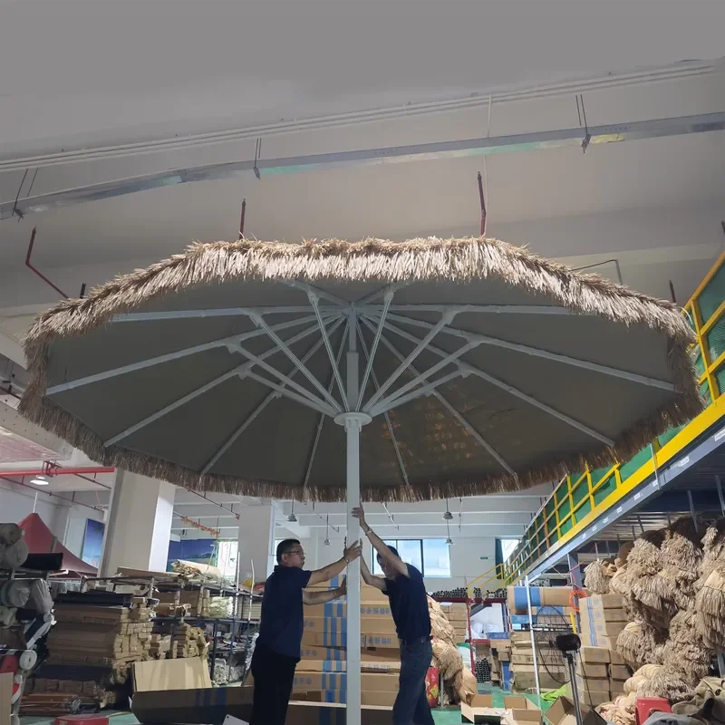 Huge Thatch Beach Umbrella Outdoor Furniture Large Parasol Grass Beach Seagrass Synthetic Thatch Roof Patio bar Umbrella