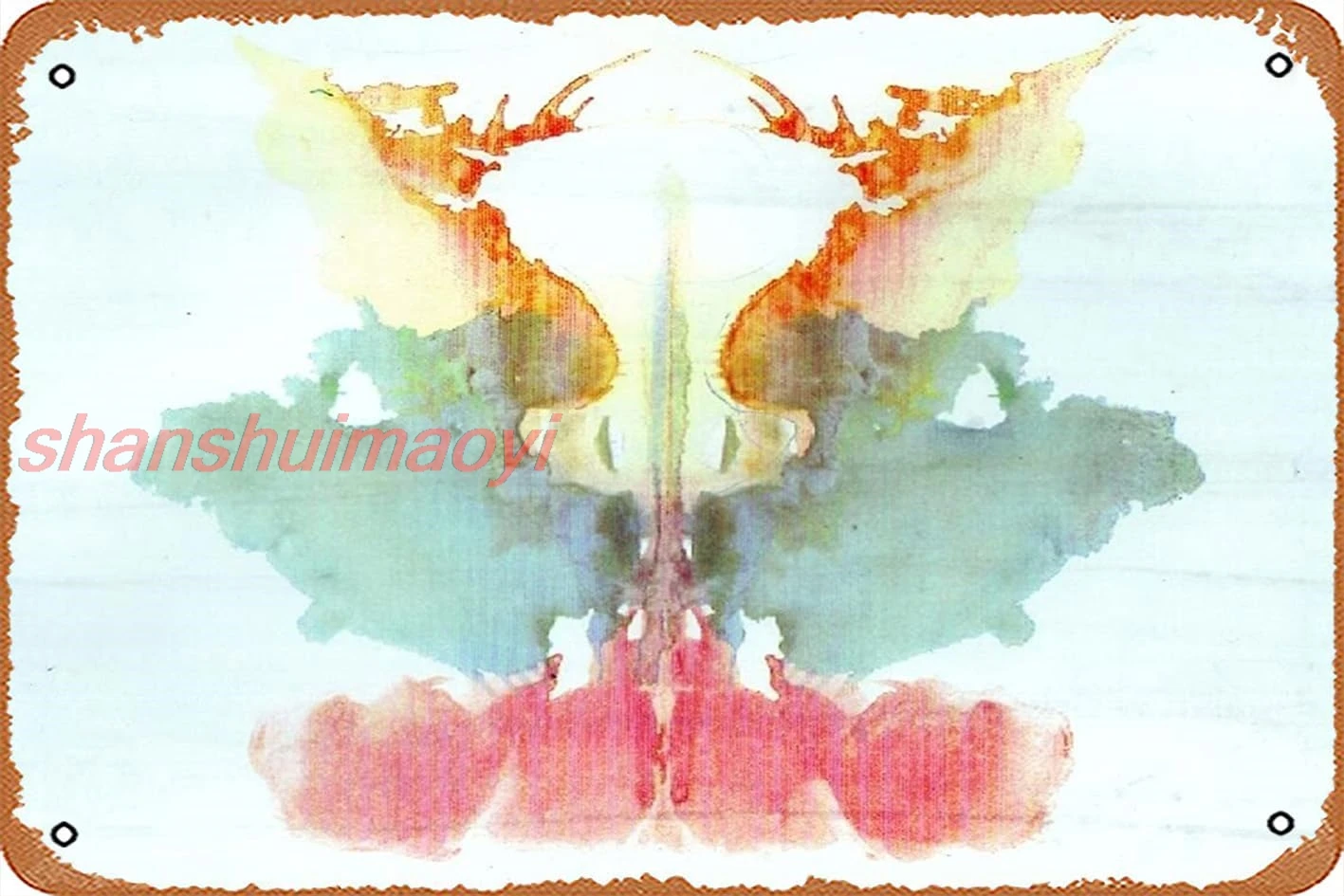 shan or Sign - Ink BLOT. Psychology. Inkblot Test, Ninth blot, Rorschach, Inkblot Test. Poster - 8X12 Inch Vintage Look M 1pc