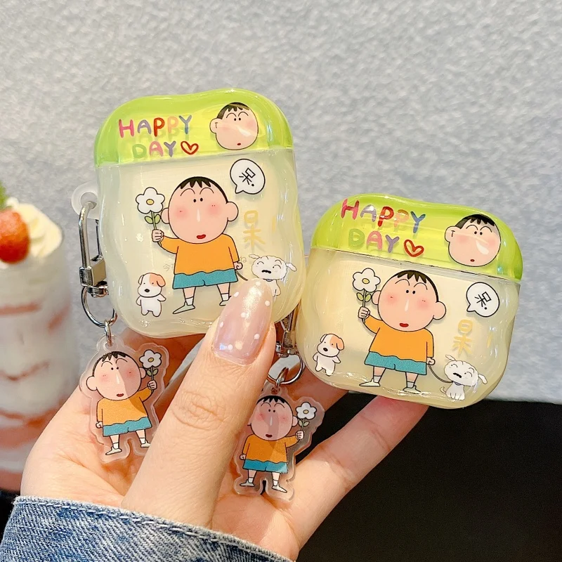 Urocze etui na słuchawki AirPods 1 2 3 Pro 4 Pro2 2nd Pro 3 z motywem Boochan Shin-chan, bezprzewodowe słuchawki Bluetooth ﻿