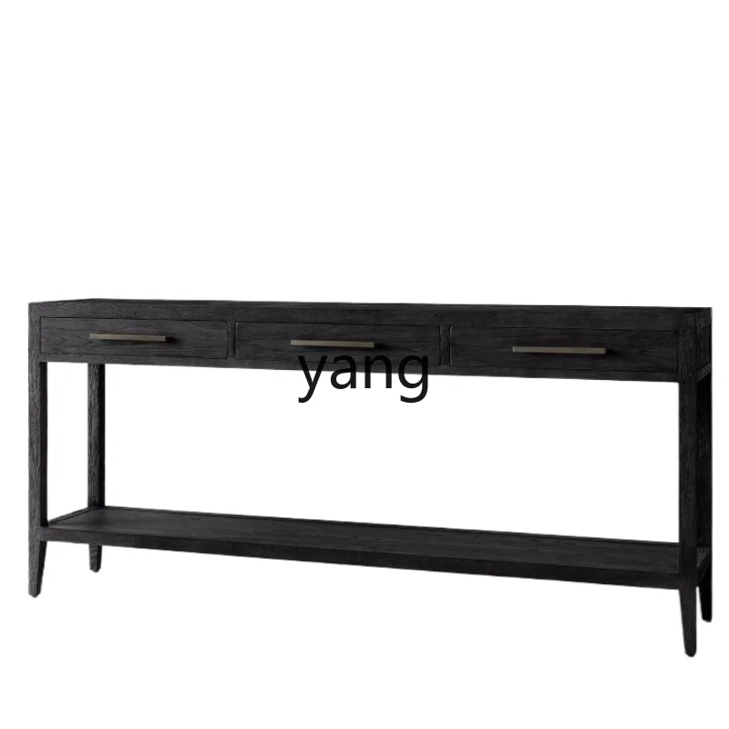 

Yjq Solid Wood Retro Console Modern Simple Hallway Living Room Wall Table-Console