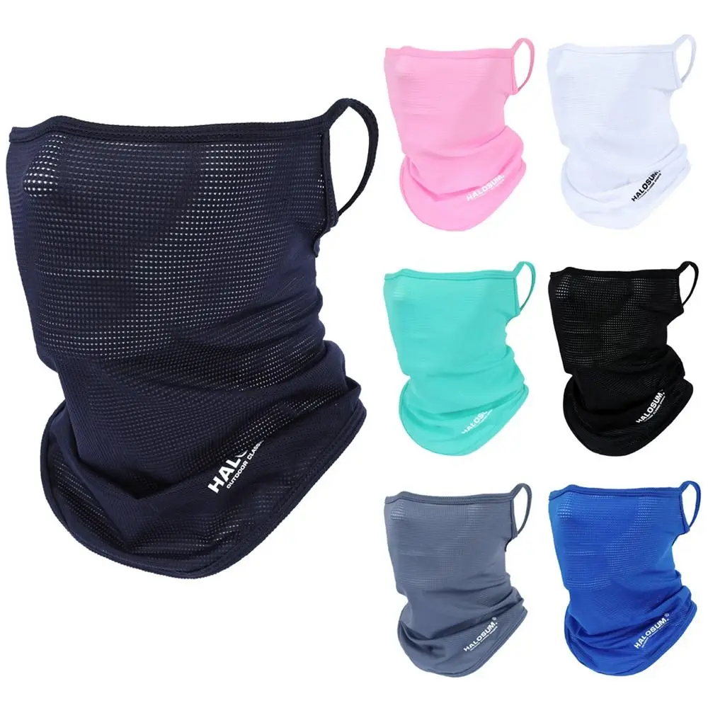 Fashion Windproof Dustproof Bike Mask Breathable Solid Color Sun UV Protection Ice Silk Full Face Mask Outdoor Sport