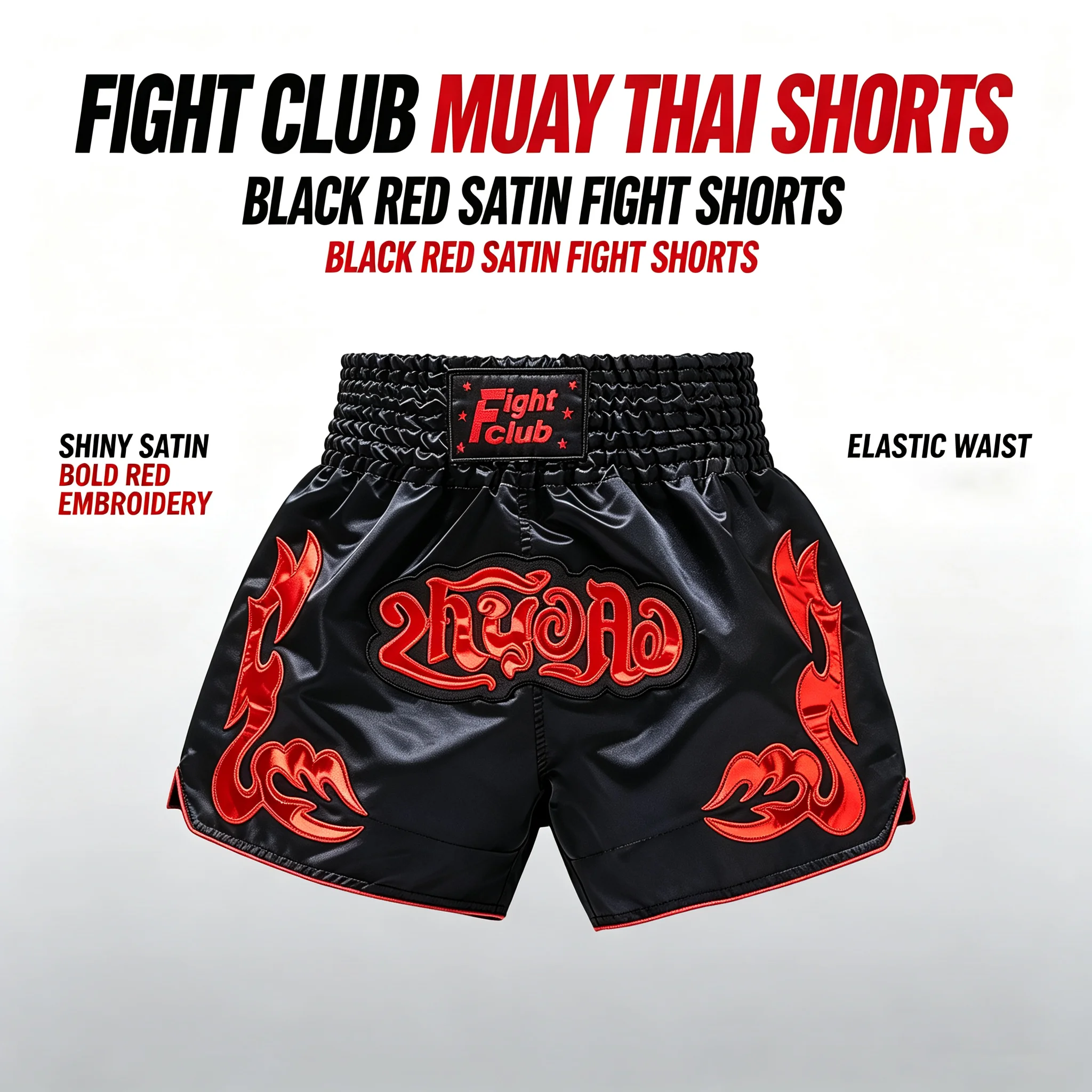 Muay Thai Shorts Rotes Leder Bestickte Boxshorts für Männer Frauen Kinder Kampfsport MMA Kleidung Kampf-Kickboxen Sparring-Hosen