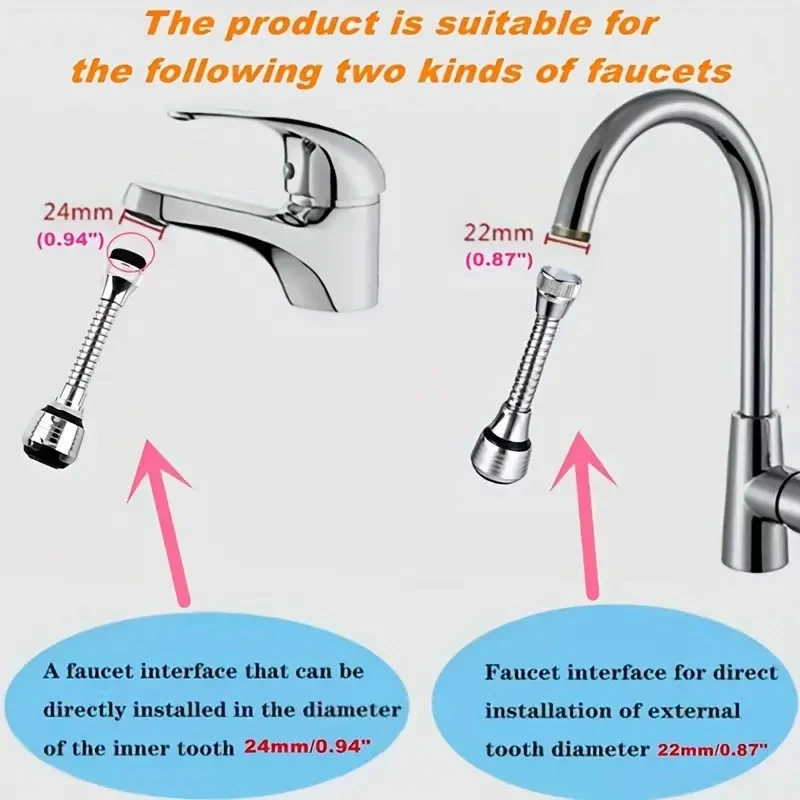 1pc Faucet Extender Spout Spout Anti-splash Head Water Saver Kitchen Home Extended Shower Spray Filter