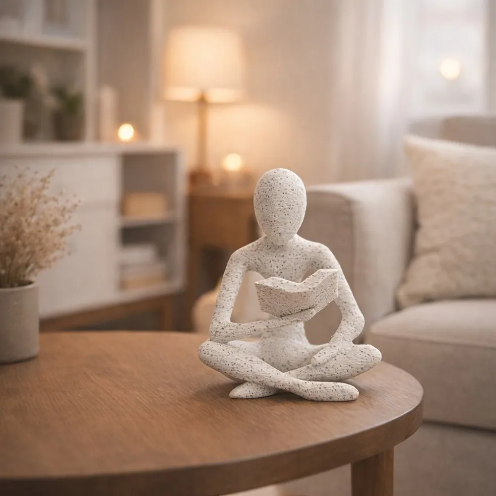 Creative Mini Reader Sculpture Ornament Minimalist Abstract Reader-Shaped Statue Decorative 3D Printed Thinker Statue Home Decor