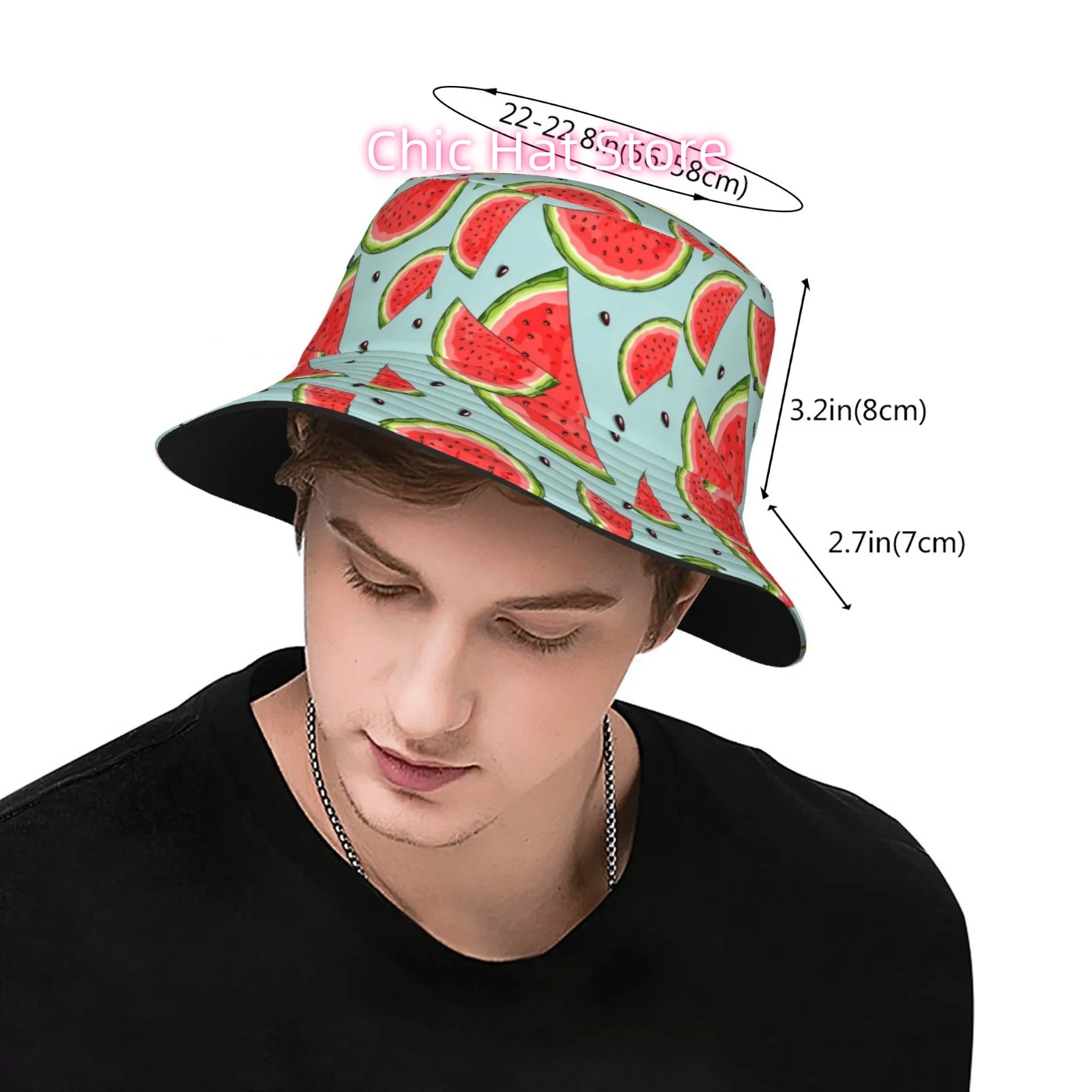 This Unisex Outdoor Sun Hat Features a Fully Printed Design of Summer Watermelon Slices. It'S a Stylish Bucket Hat That Makes an