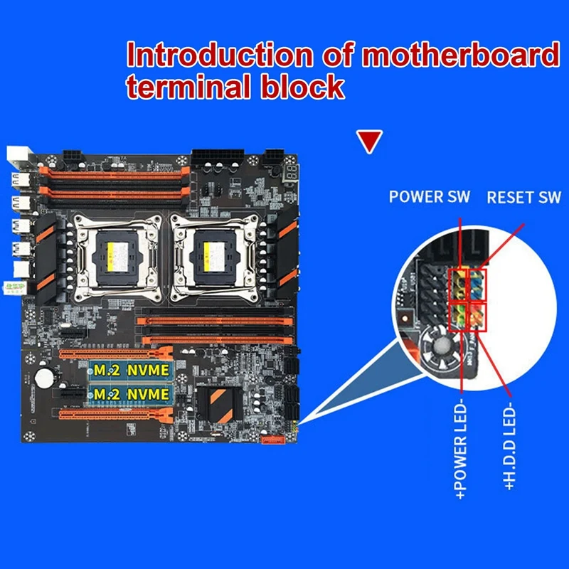 X99 Dual CPU Motherboard+SATA Cable+Switch Cable+Baffle+Thermal Grease LGA 2011 DDR4 Support 2011-V3 CPU Motherboard