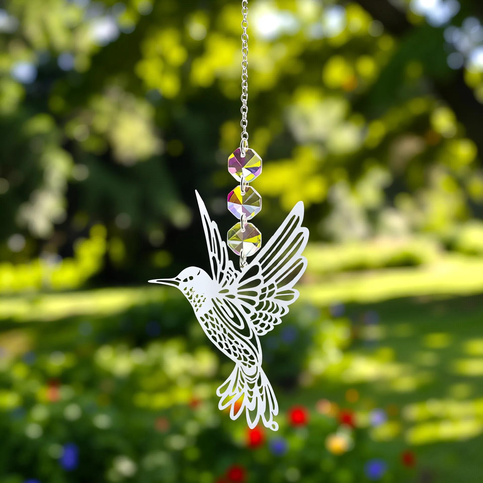 FL Hummingbird Crystal Wind Chimes Sun Catcher Pendant Interior Decoration Ornament Couple Gift Gift