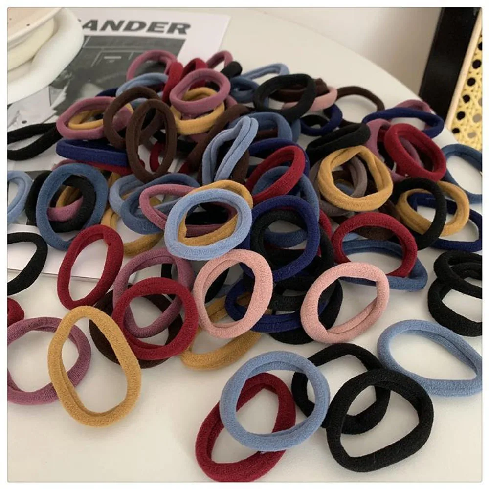 100pcs Round Black Elastic Hair Band Women Ring Rope Ponytail Holder Lady Girls Headband Fashion Accessory