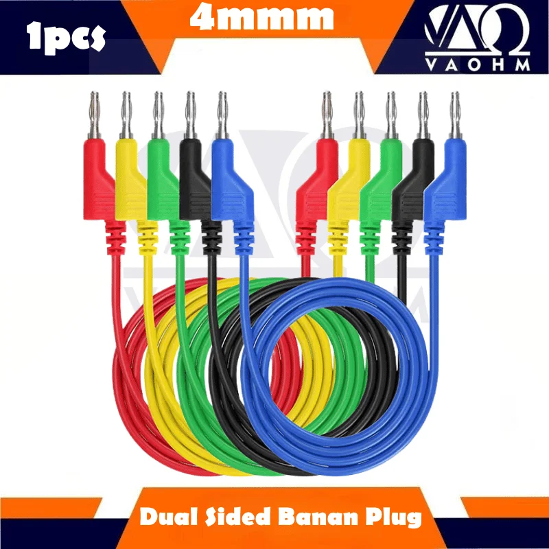 1pcs 4mm Double-Sided Banana Plug Test Leads Dual Stackable 1000V 15A 1m Copper Cable Electrical Testing Equipment