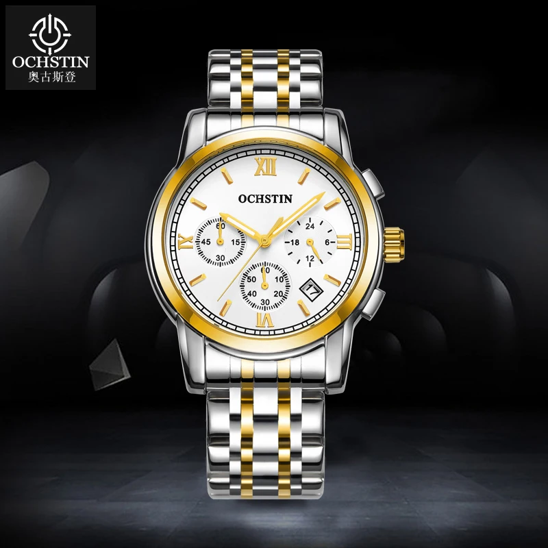 

OCHSTIN Лидер продаж, часы из нержавеющей стали, мужские часы с кварцевым механизмом, деловые модные часы с хронографом для мужчин, новые relogios