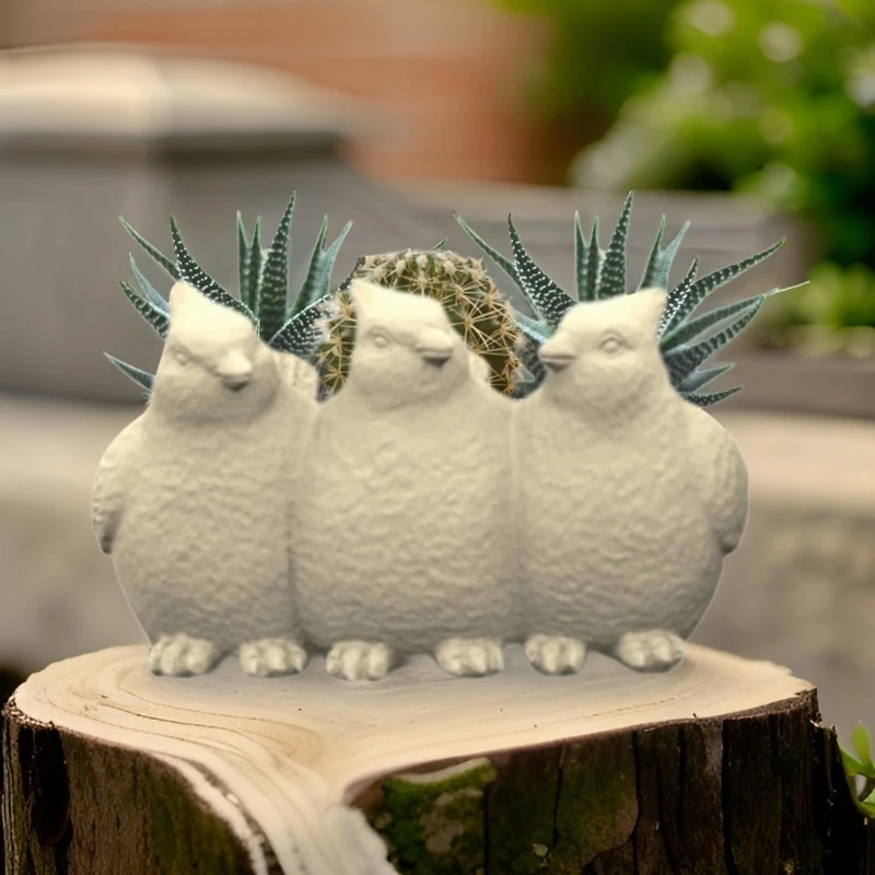 Creative Silicone Mould for Resin Casting Three Birds Flower Pots Designed