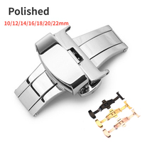 10/12/14/16/18/20/22mm Stainless Steel Strap Buckles Butterfly Buckle Polished Button Watchbands Clasp Watch Accessories